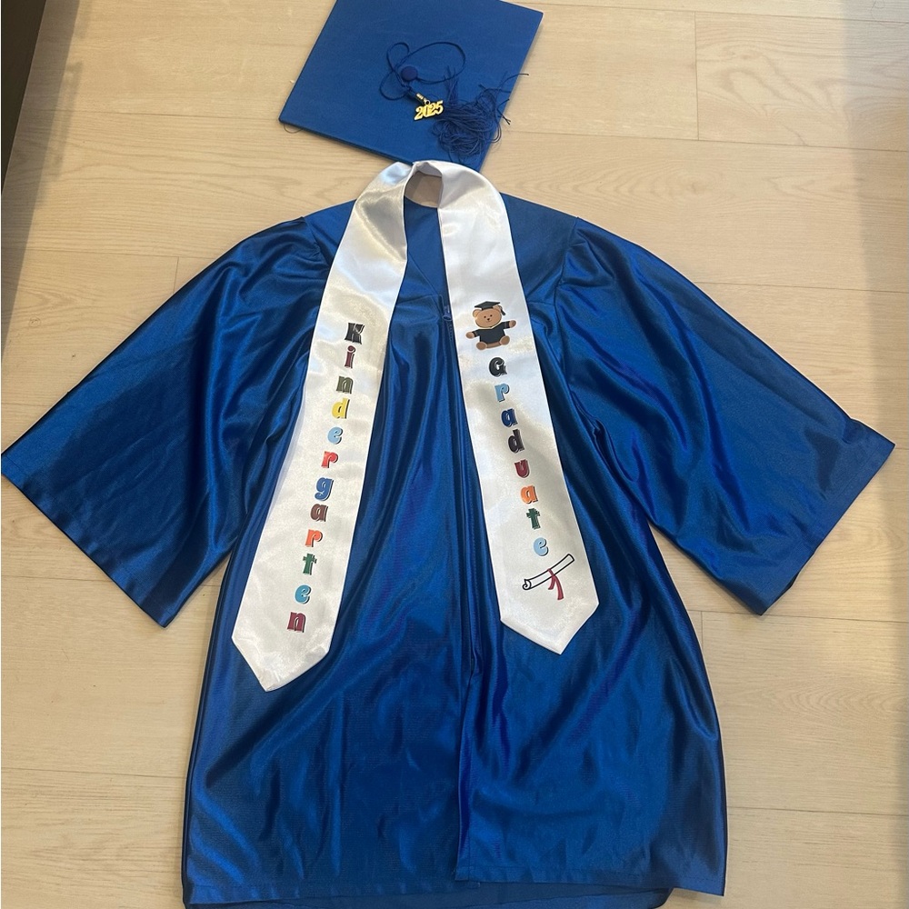Blue Kindergarten Graduation Gown and Cap Set
